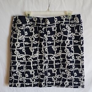 Talbots Navy and White Rope Print Mini Skirt